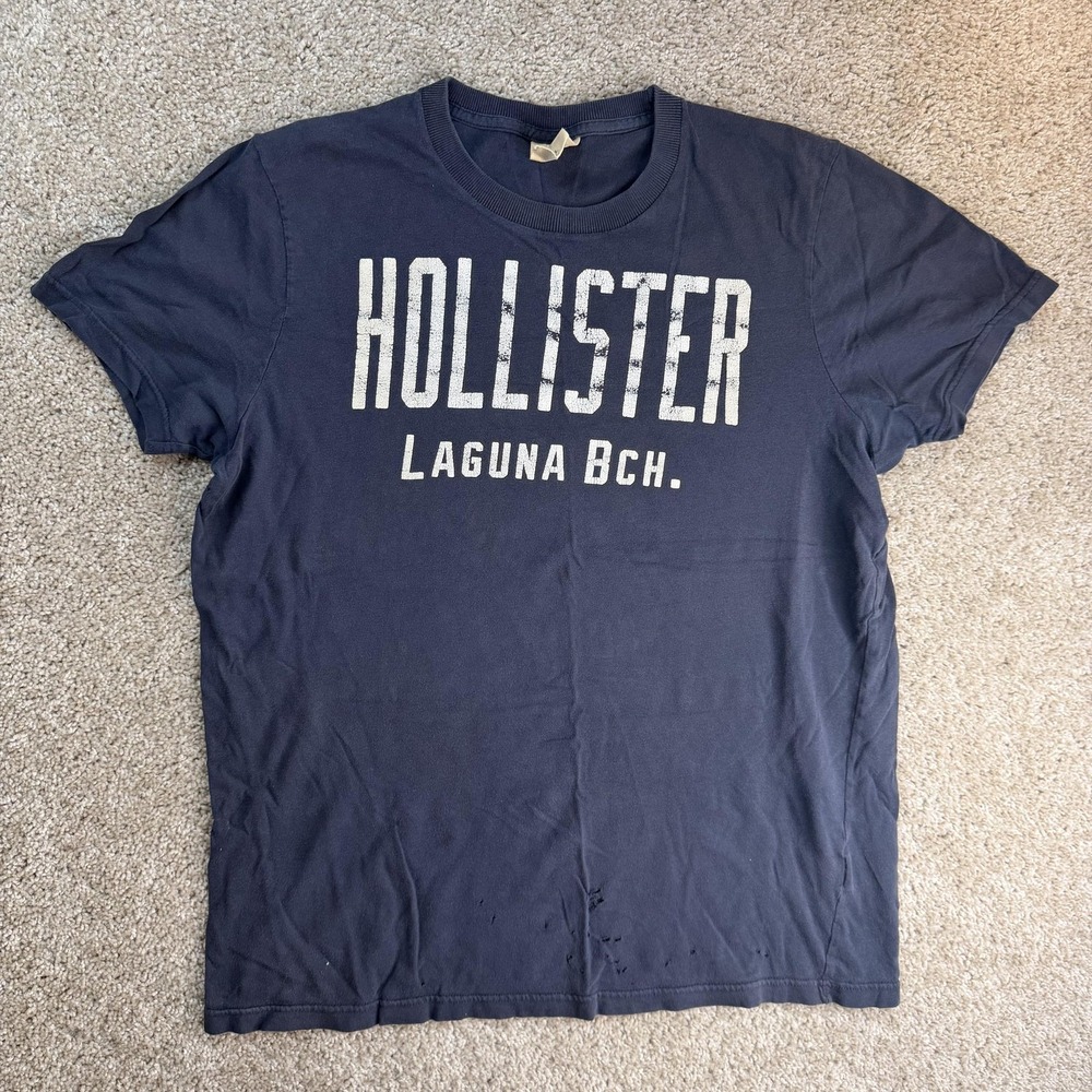 Y2K Hollister Shirt Mens XL Blue Laguna Bch Graphic Logo Tee T-Shirt California